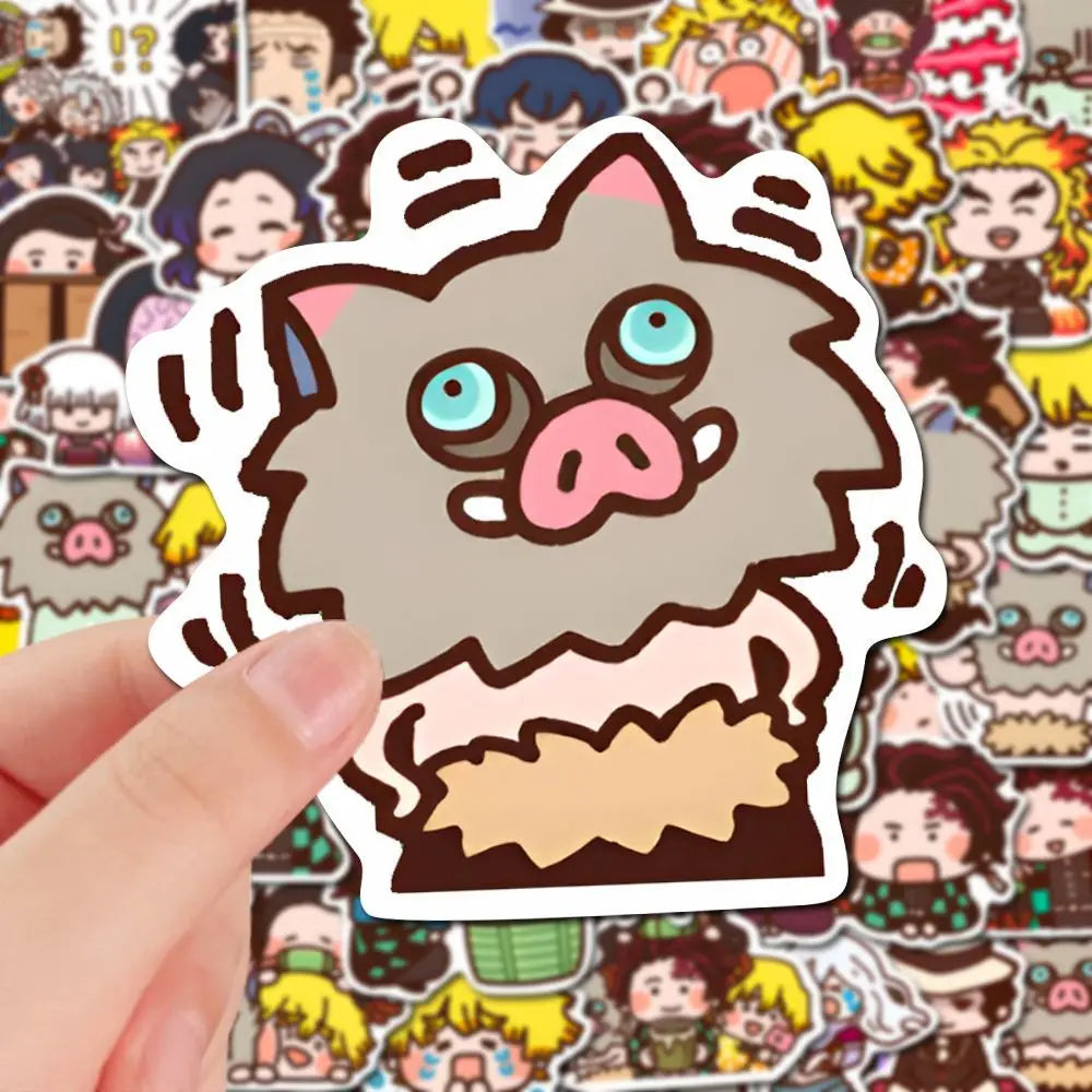 80PCS Demon Slayer Anime Stickers - Cute Nezuko Kamado Cartoon Decals for Phones, Laptops, Luggage, and DIY Crafts
