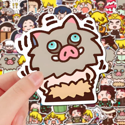 80PCS Demon Slayer Anime Stickers - Cute Nezuko Kamado Cartoon Decals for Phones, Laptops, Luggage, and DIY Crafts