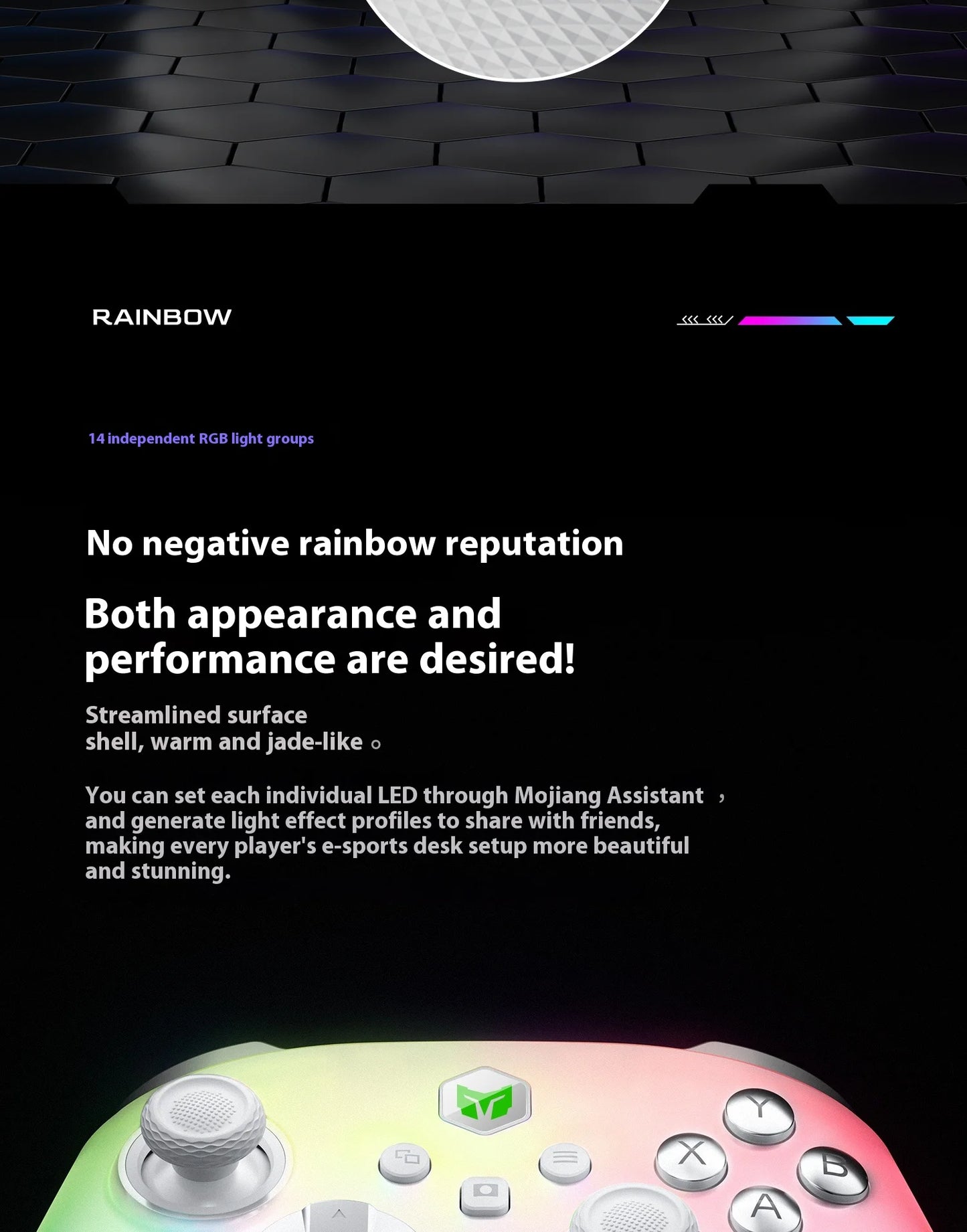Bigbigwon Rainbow3 Wireless Game Controller Charging Base – RGB Magnetic Dock for PC Gaming