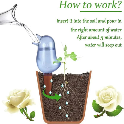 Automatic Flower Waterer – Self-Watering Bird-Shaped Hand-Blown Plastic Plant Watering Balloon for Home & Garden