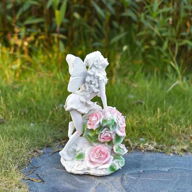 Waterproof Solar Flower Fairy Night Light – Angel Girl Statue for Outdoor Garden & Courtyard, Home Decoration Sculpture
