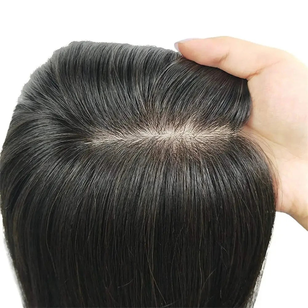 Silk Top Base Clip-In Hair Topper for Women – Real Human Hair Extension, Thin & Breathable Hairpiece