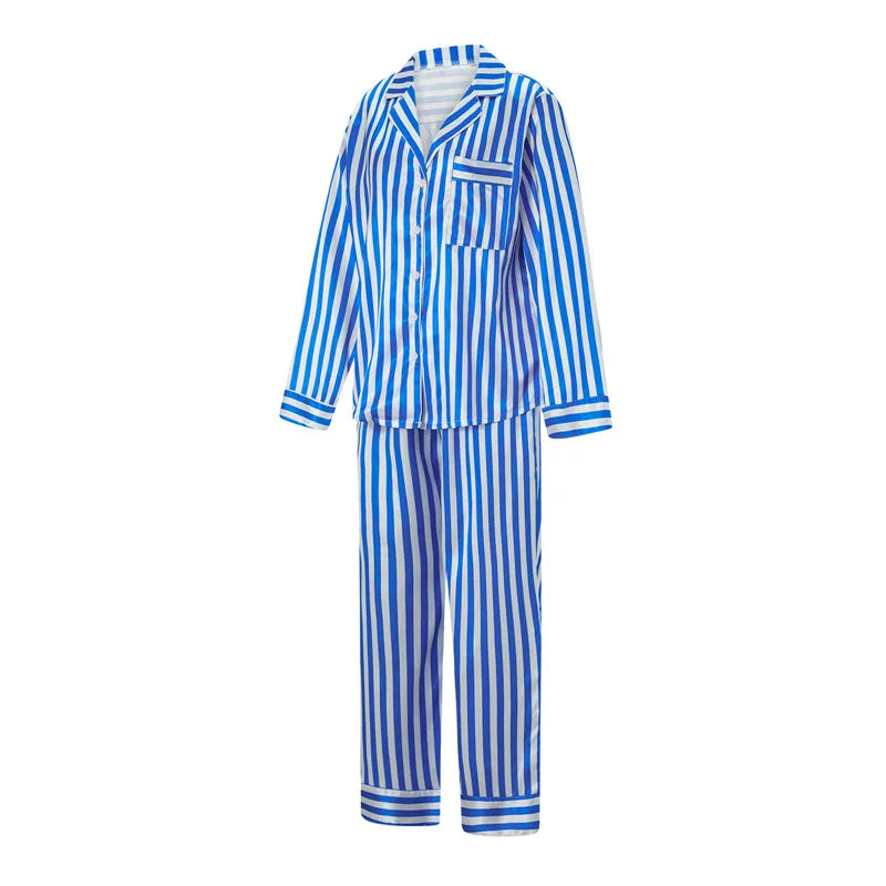 Imcute Women’s Christmas Satin Pajama Set – Long Sleeve Button-Down Top & Loose Lounge Pants Nightwear