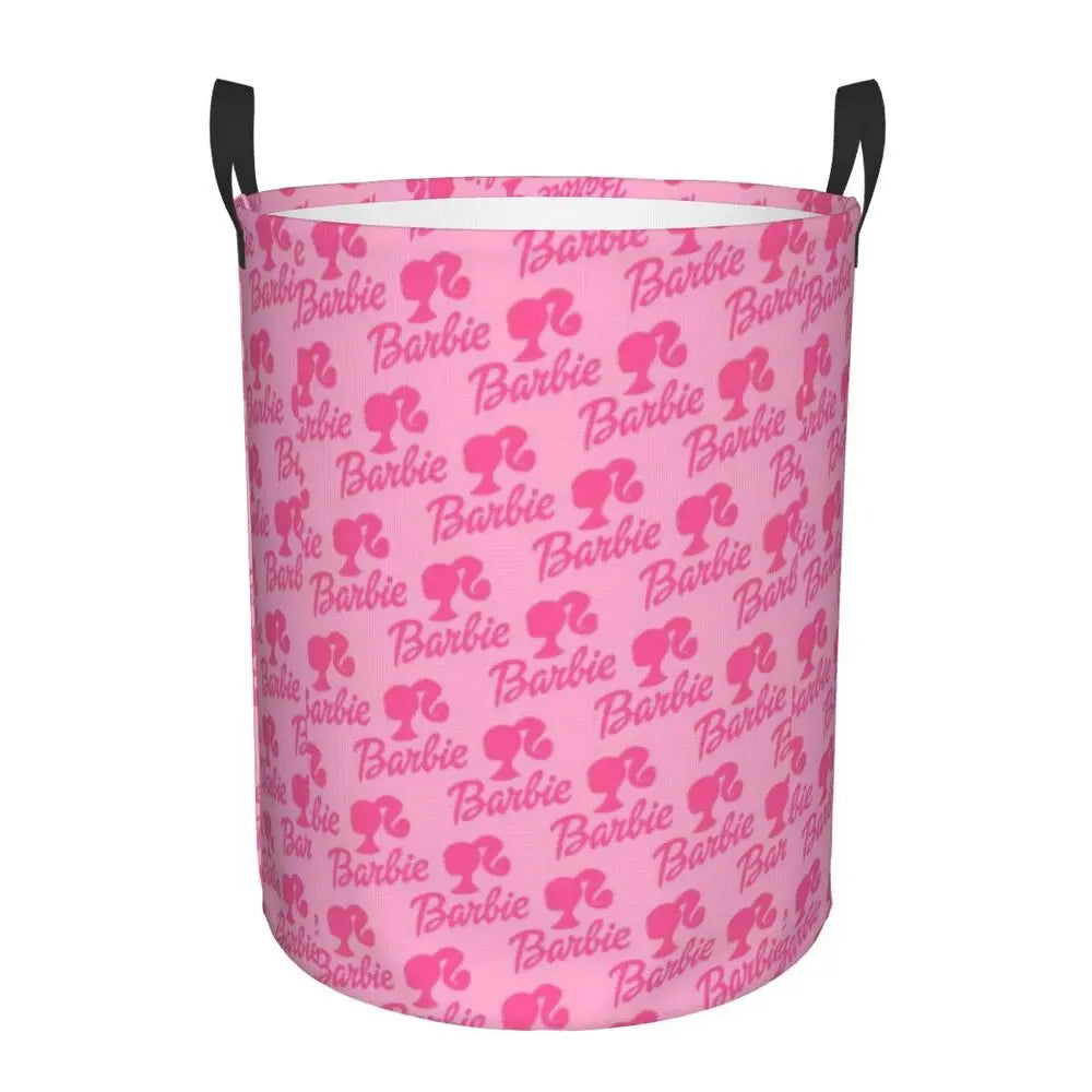 Custom Barbie Logo Laundry Basket – Collapsible Large Capacity Clothes Storage Bin, Disney Baby Hamper