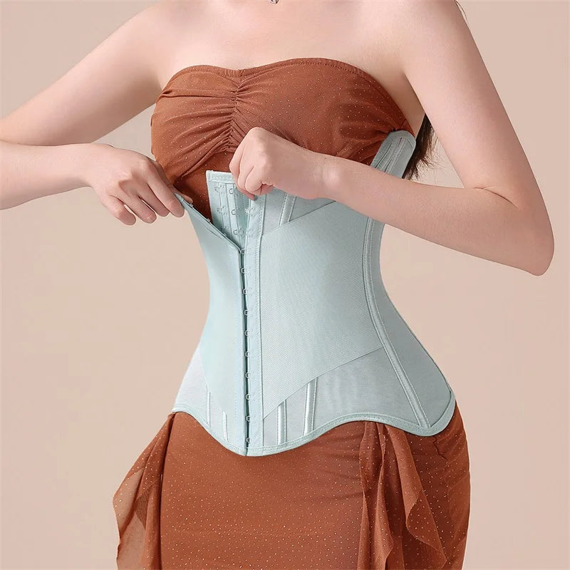 MiiOW U-Shaped Women’s Waist Trainer Corset – Buttoned Steel Bone Shaper for Breast Lift & Slimming Shapewear