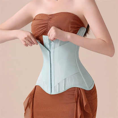 MiiOW U-Shaped Women’s Waist Trainer Corset – Buttoned Steel Bone Shaper for Breast Lift & Slimming Shapewear