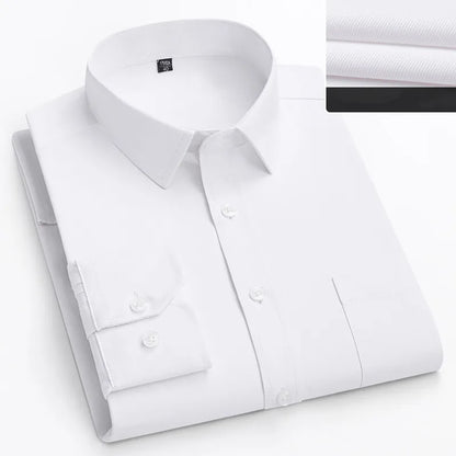 Men’s Plus Size Dress Shirt - Long Sleeve Business Office Shirt 8XL-11XL Regular Fit White Top