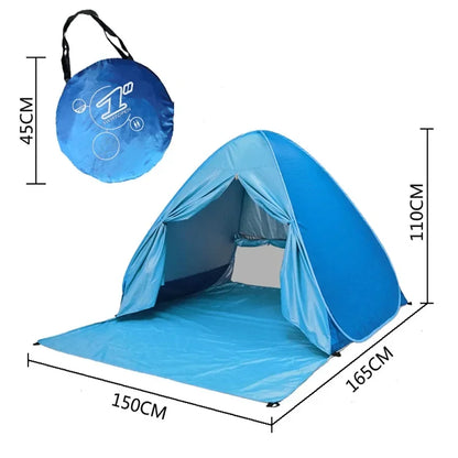 Pop-Up Beach Tent 165×150×110cm – UV Protection, Full Shade, Ultralight & Portable for Family Camping & Travel