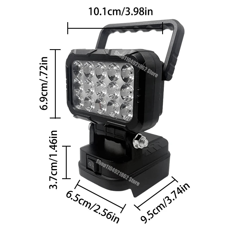 18V Lithium Battery LED Work Light – USB Charger Hand Lantern for Makita, Milwaukee & Dewalt Power Tools
