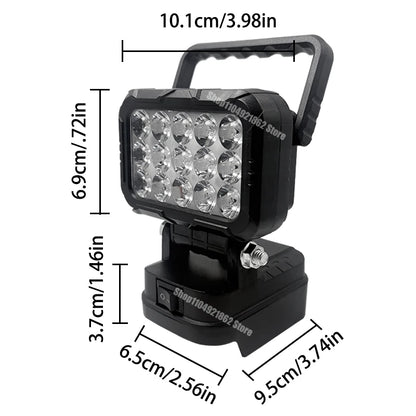 18V Lithium Battery LED Work Light – USB Charger Hand Lantern for Makita, Milwaukee & Dewalt Power Tools