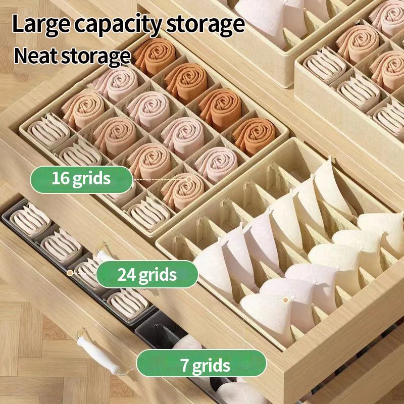 Foldable Underwear Storage Box – Non-Woven Organizer for Panties, Bra, Socks, Clothes Separator for Bedroom Drawers & Wardrobe