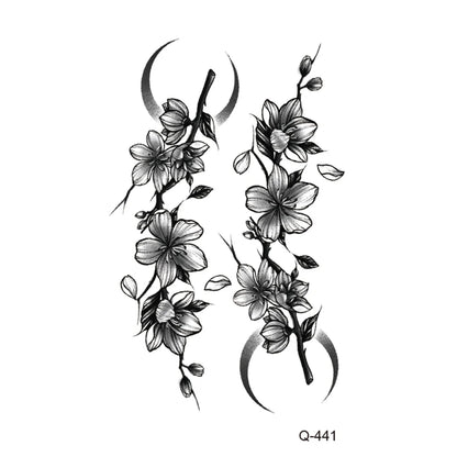 Waterproof Temporary Tattoo Stickers - Mini Black Rose, Butterfly, Arrow, Flower, Wings, Maori, and Snake Designs for Wrist and Neck