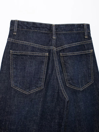 TRAF Women’s Basic Hundred Jeans — High Waist Asymmetric Wide-Leg Trousers, Casual Straight-Leg Fashion Jeans