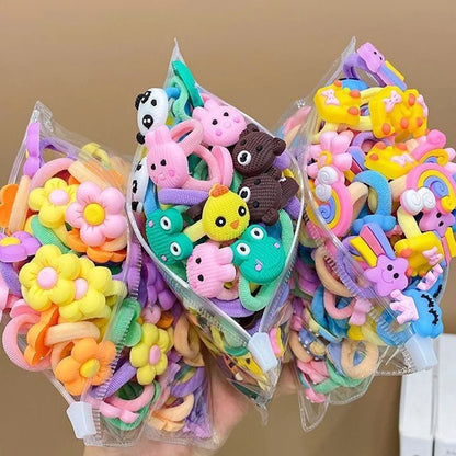 10/20PCS Cute Cartoon Hair Bands – Soft Elastic Scrunchies for Girls & Kids, Gentle on Hair