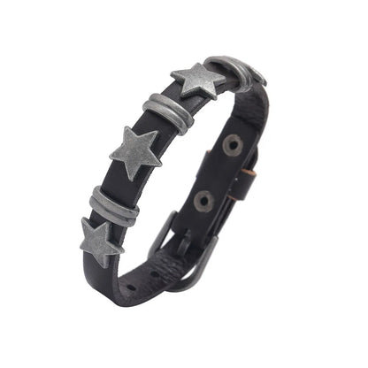 2024 Punk Cool Adjustable PU Bracelet for Men & Women – Vintage Gothic, Hip Hop, Rock, Kpop Dancer Jewelry Accessories