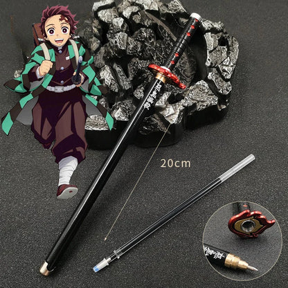 Demon Slayer Gel Pen - 0.5mm Black Ink Anime Sword Design Pen for Students, Cosplay Fans and Gifts