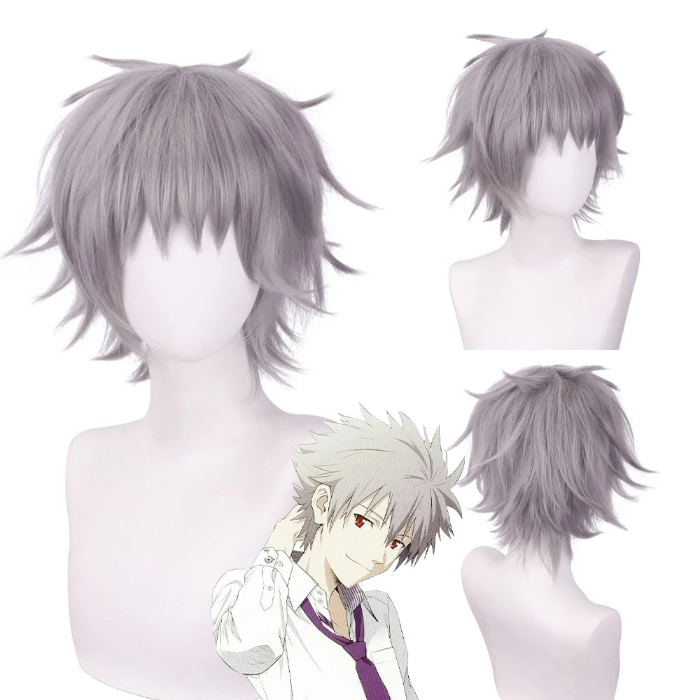 RANYU White Men’s Wig – Short Straight Synthetic Anime Hair, High-Temperature Fiber for Cosplay & Party