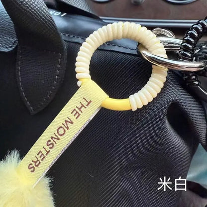Labubu Anti-Drop Silicone Keychain — Colorful Winding Rope with Protective Ring, Fixed Safety Buckle