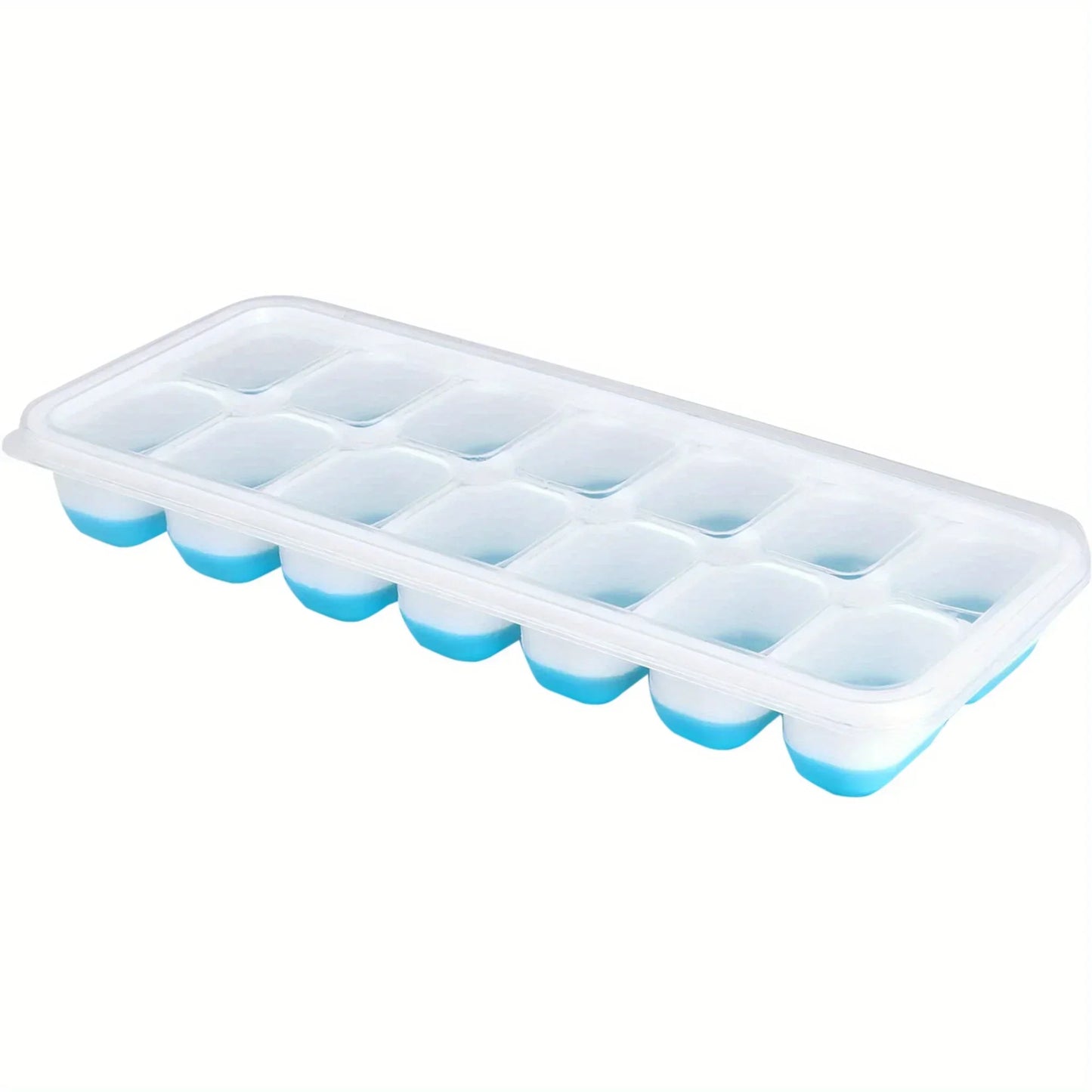 Silicone Ice Cube Mold – Easy-Release Flexible Tray with Spill-Resistant Removable Lid, Stackable Ice Trays with Covers