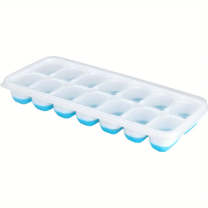 Silicone Ice Cube Mold – Easy-Release Flexible Tray with Spill-Resistant Removable Lid, Stackable Ice Trays with Covers