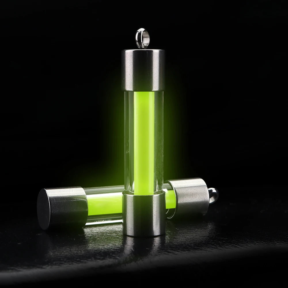 Outdoor Luminous Tube Pendant Keychain – Stainless Steel Glow-in-the-Dark EDC Signal Light Accessory