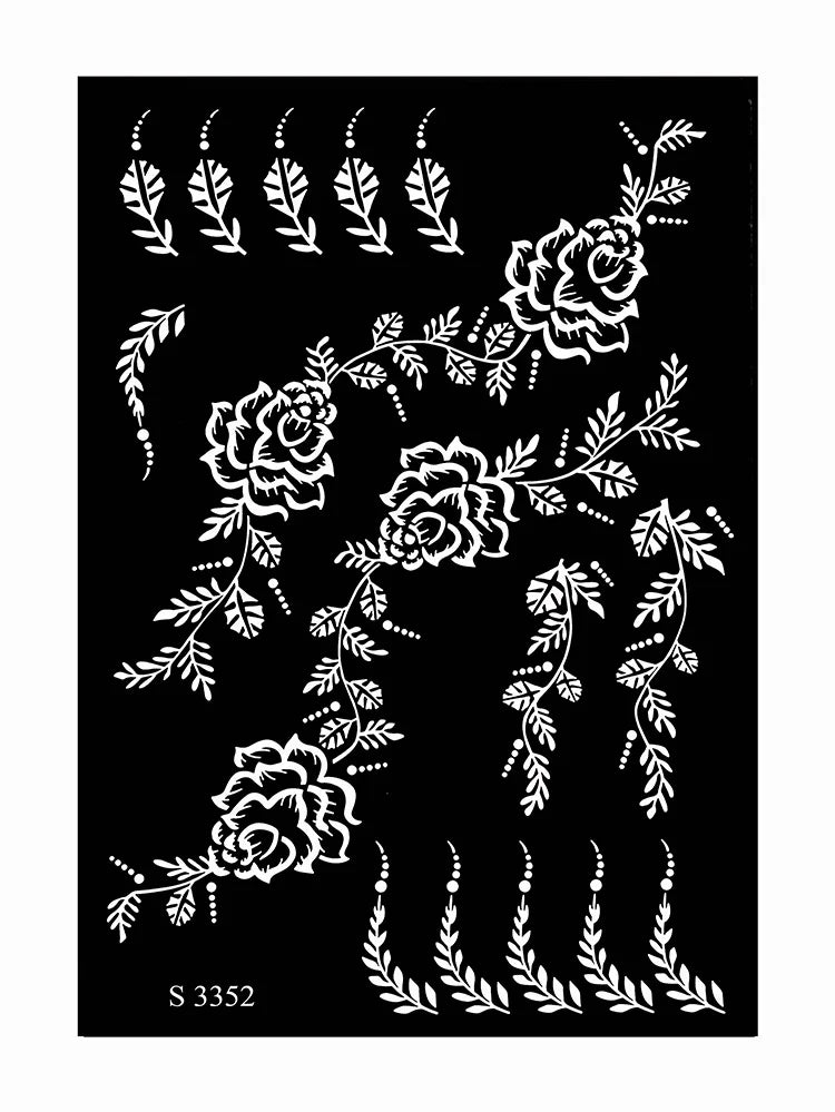Reusable Henna Stencil Templates for Hand & Body – Floral Tattoo Stencils for Women, Weddings & Festivals Body Art Makeup Tools