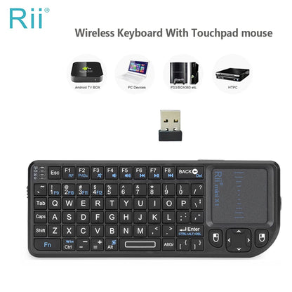 Rii X1 2.4GHz Mini Wireless Keyboard with TouchPad – English/ES/FR Layout for Android TV Box, PC & Laptop