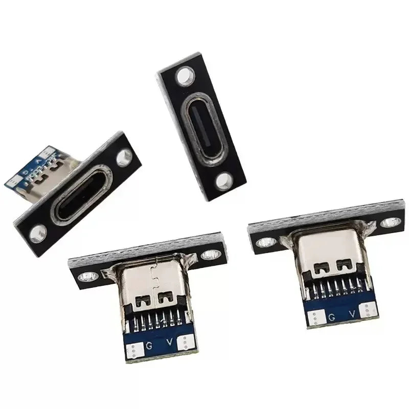 USB Type-C Charging Port Connector - 2Pin 4Pin Female Jack with Fixing Plate for Device Repair (1-20PCS)