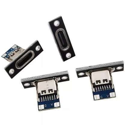 USB Type-C Charging Port Connector - 2Pin 4Pin Female Jack with Fixing Plate for Device Repair (1-20PCS)