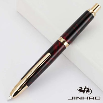 Jinhao 10 Metal Fountain Pen – Press-Out Nib, Retractable Fine Nib with Ink Converter