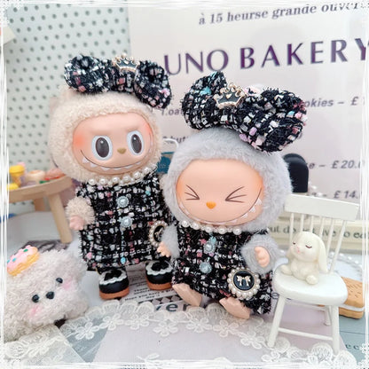 17cm Labubu Doll Accessories - Luxury Sweet Woolen Suit, Crossbody Bag & Princess Shoes Set