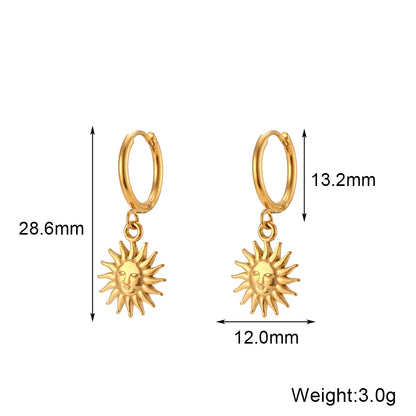 E.B.belle Y2K Sun Pendant Hoop Earrings – Gold Plated Cute Holiday Fashion Jewelry for Women & Girls