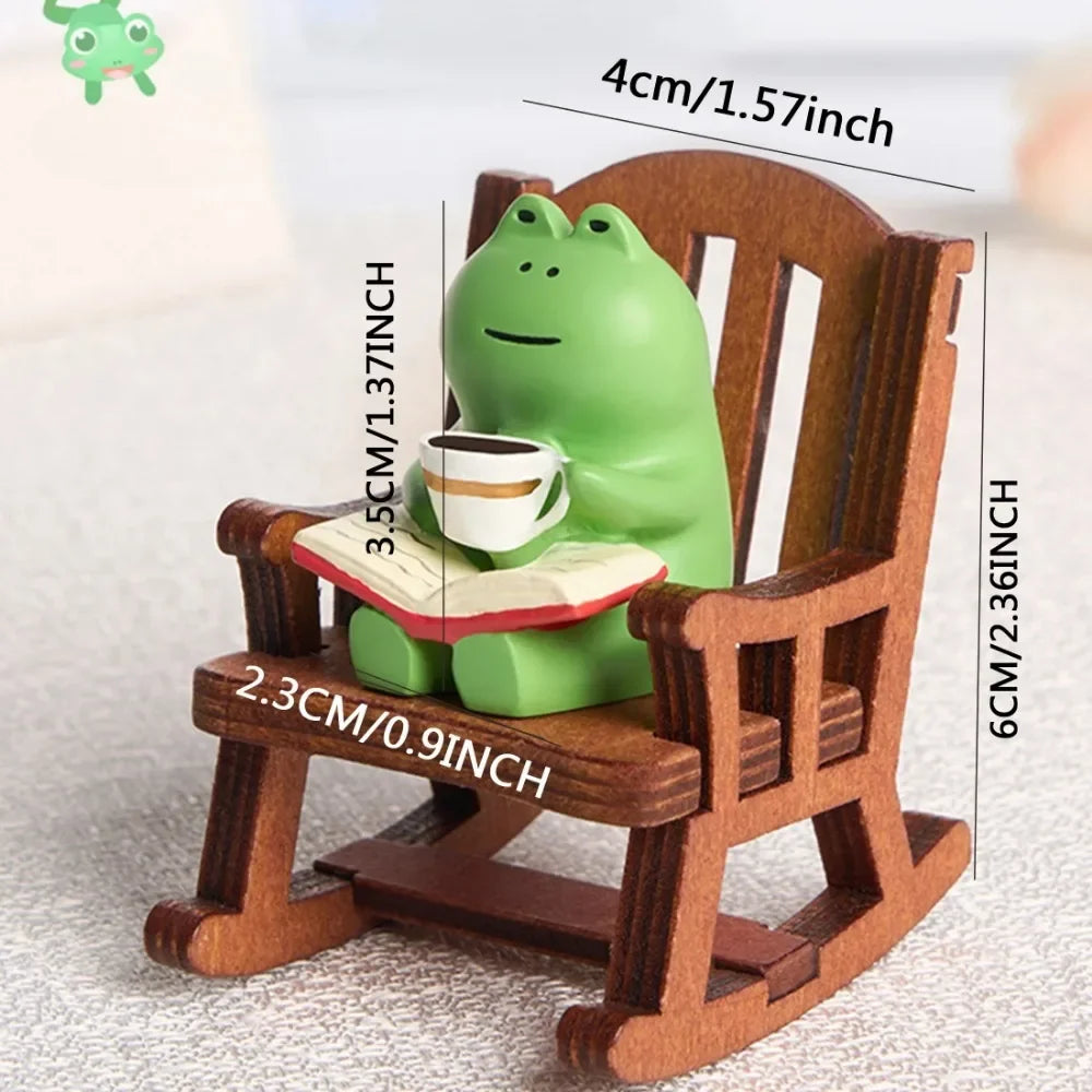 Frog Rocker Chair – Cute Healing Mini Decoration for Office Desk or Car Center Console