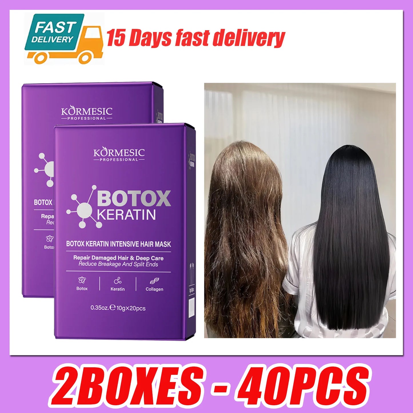 Keratin Hair Repair Mask - 5 Second Deep Moisture Treatment for Smooth Shiny Frizz-Free Hair