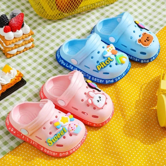 Summer Kids Sandals – Soft Anti-Skid Cartoon Hole Slippers for Boys & Girls, DIY Beach Shoes