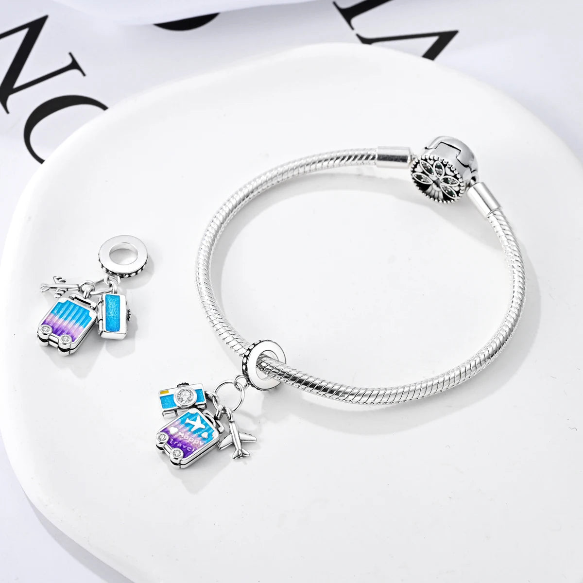 MULA Silver Plated Dangle Charms for Snake Chain Bracelet - DIY Women’s Jewelry Making Gift