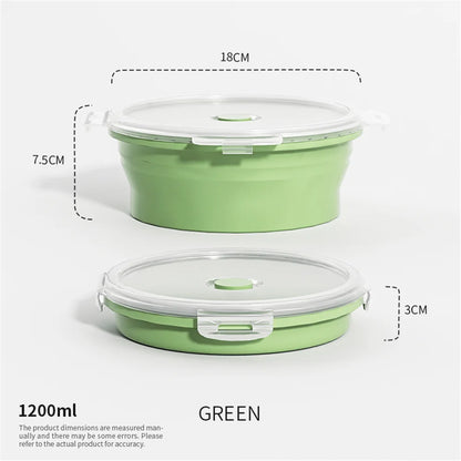 Collapsible Silicone Food Storage Container - Portable Lunch Box with Lid for Microwave & Freezer Use