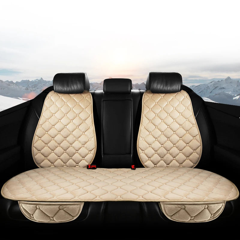 Universal Winter Warm Car Seat Cover Protector Set – 3-Piece Rear Seat Cushion & Back Cushion Auto Seat Protection for Cars, SUVs & Vans
