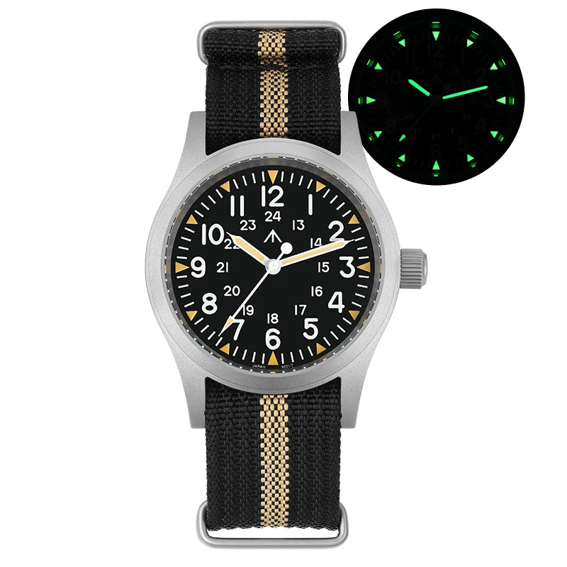Militado ML05 Vintage Quartz Watch 38mm with VH31 Movement, Domed Sapphire Crystal, AR Coating & Luminous Dial