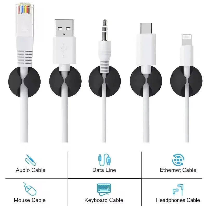 5/50Pcs Mini Cable Winder Organizers - USB Charging Cord Clips, Wire Holders & Cable Protectors for Home, Office & Car