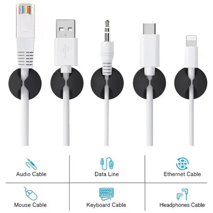 5/50Pcs Mini Cable Winder Organizers - USB Charging Cord Clips, Wire Holders & Cable Protectors for Home, Office & Car
