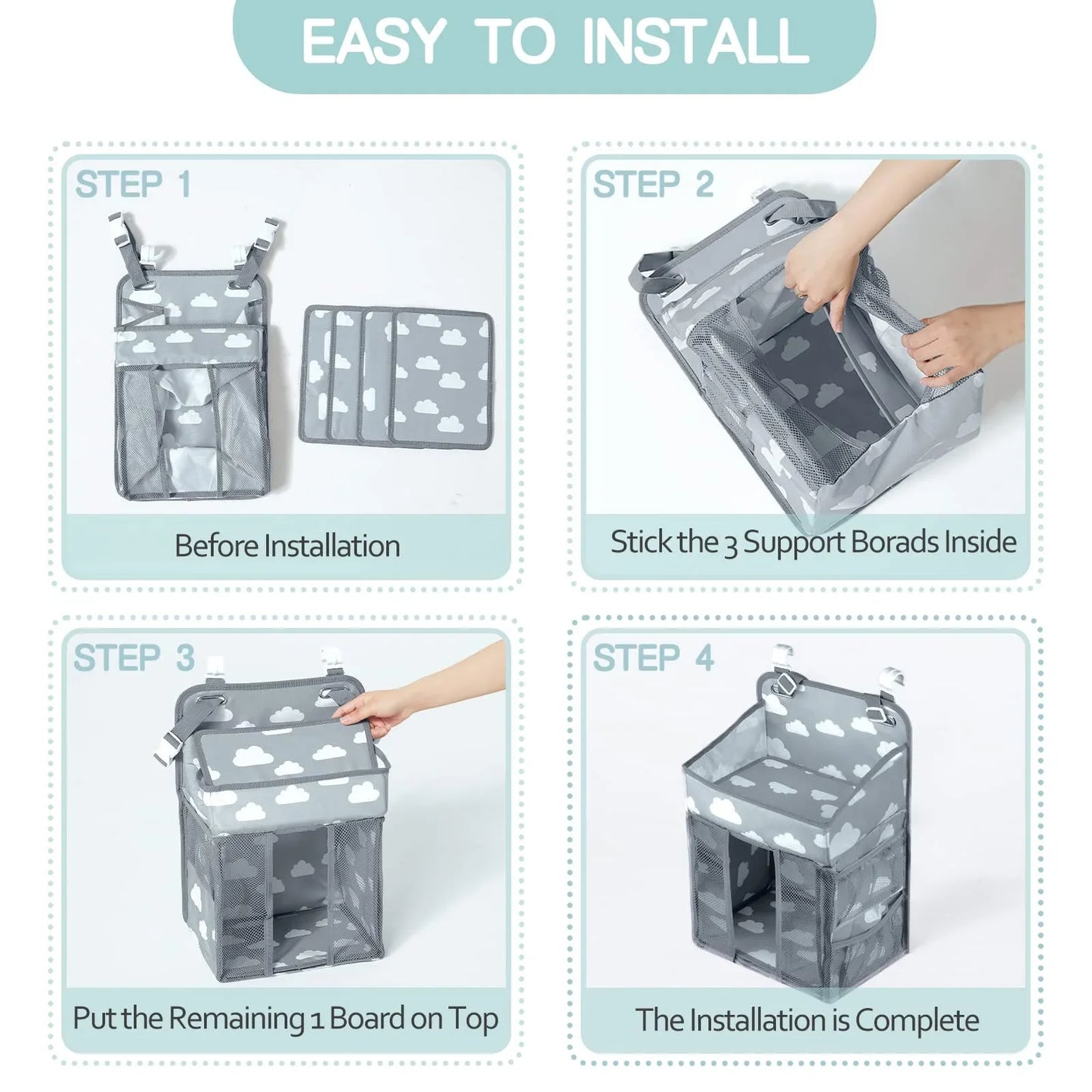 Baby Crib Hanging Storage Bag – Diaper & Nappy Organizer for Cot, Infant Essentials Holder