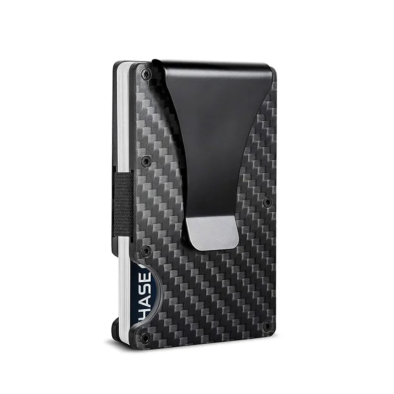 RFID Carbon Fiber Metal Wallet for Men – Slim Minimalist Card Holder, Thin Small Money Clip Purse