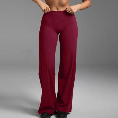 Women's Straight Leg Yoga Pants - Mid-Waist Naked-Feel Pilates & Running Trousers