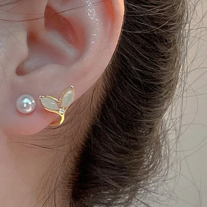 Korean Vintage Pearl & Crystal Earrings for Women — Luxury Zircon Flower, Butterfly & Leaf Stud Jewelry