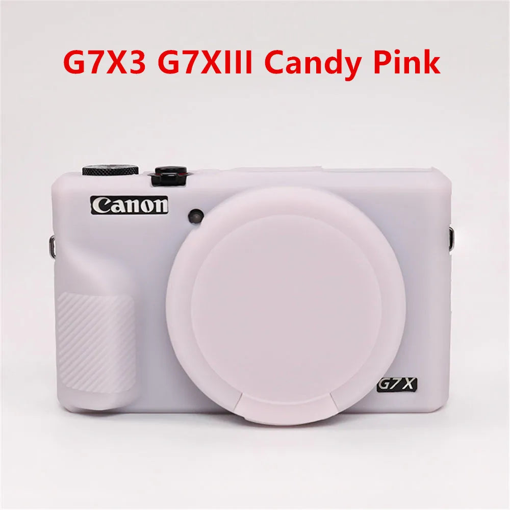 Canon G7X Silicone Camera Case - Soft Rubber Shockproof Body Cover with Lens Cap for G7X Mark II III G7XII G7X2 G7XIII G7X3