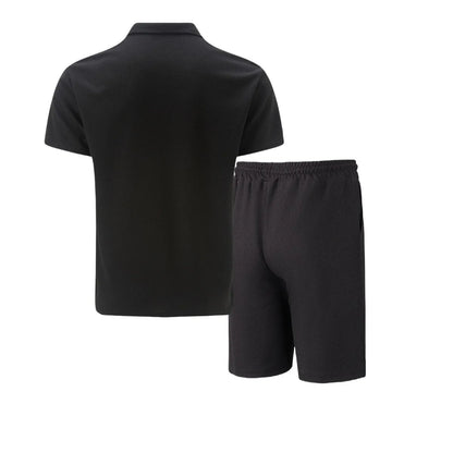 2025 Men's Summer Waffle Knit Short Set – Solid Color Zip-Up Lapel Shirt & Shorts | European & US Style