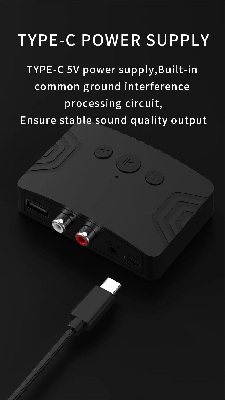 Bluetooth 5.3 Audio Receiver – 3.5mm AUX, RCA & USB Wireless Music Adapter for Car & Speaker