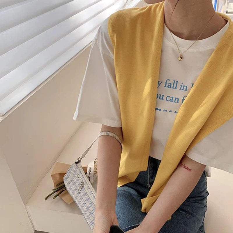 Women’s Summer Knitted Shawl – Thin Cape Scarf with Fake Collar Neck Guard