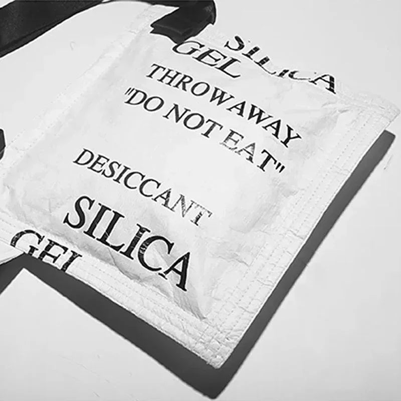 Simulated Desiccant Dupont Paper Shoulder Bag for Women – 2024 Fashion White Small Letter Crossbody Chest Bag Purse